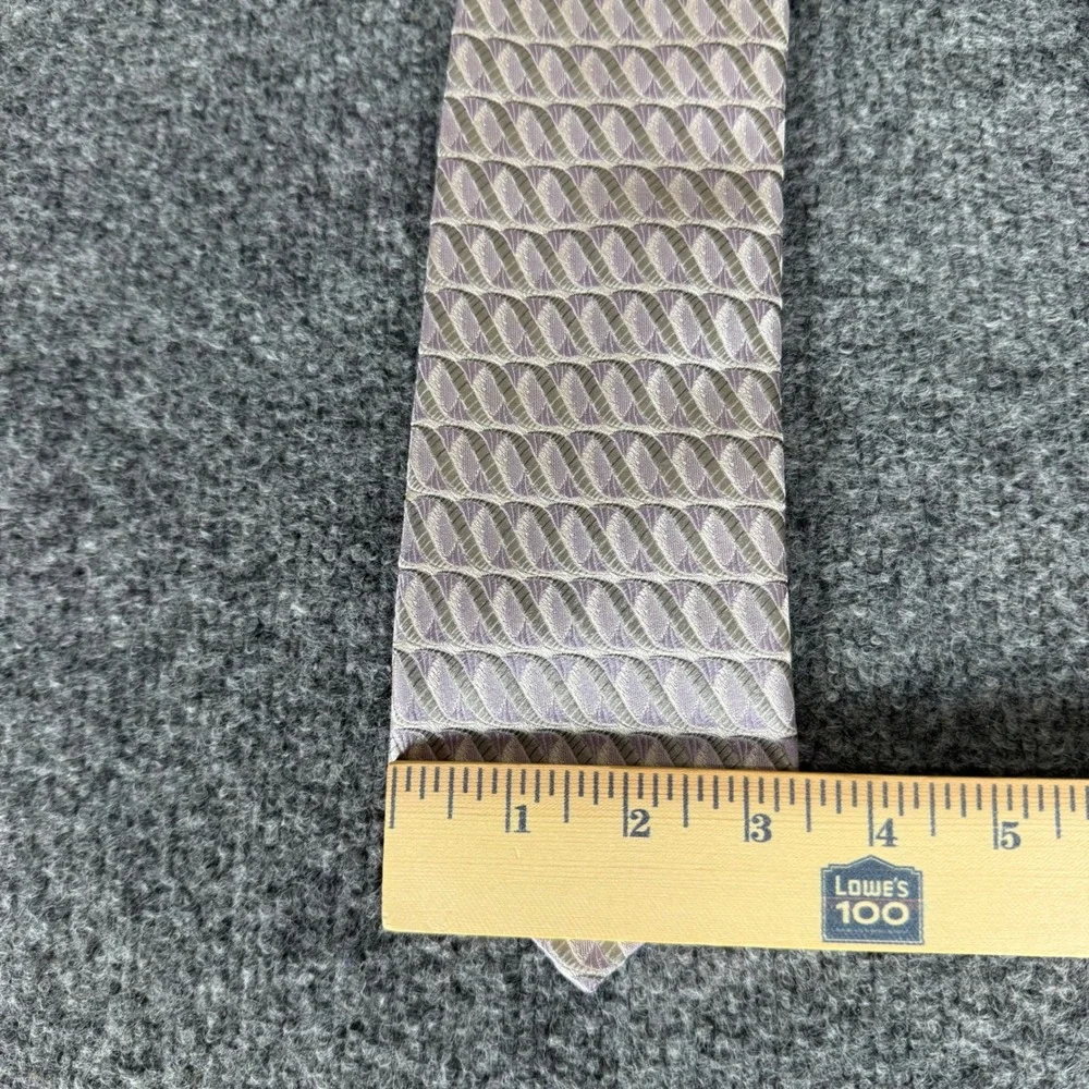 Ermenegildo Zegna Silk Tie Mens Lavender Green Wavy Geometric Made in Italy